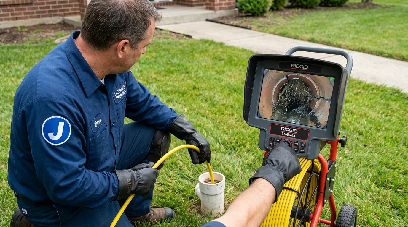 Sewer camera inspection being performed by Johns Plumbing LLC in Cyril